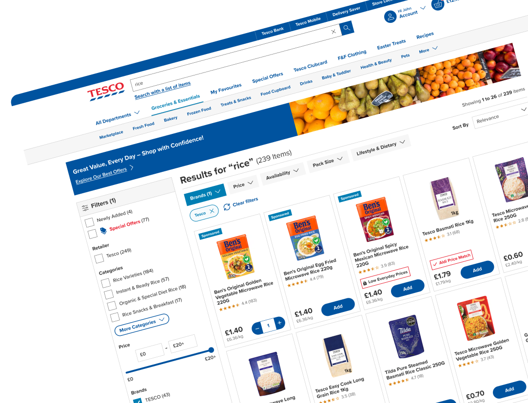 Tesco Search and Filtering UX Case Study